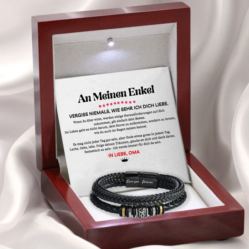 Herren-Lederarmband mit Karte an den lieben Enkel