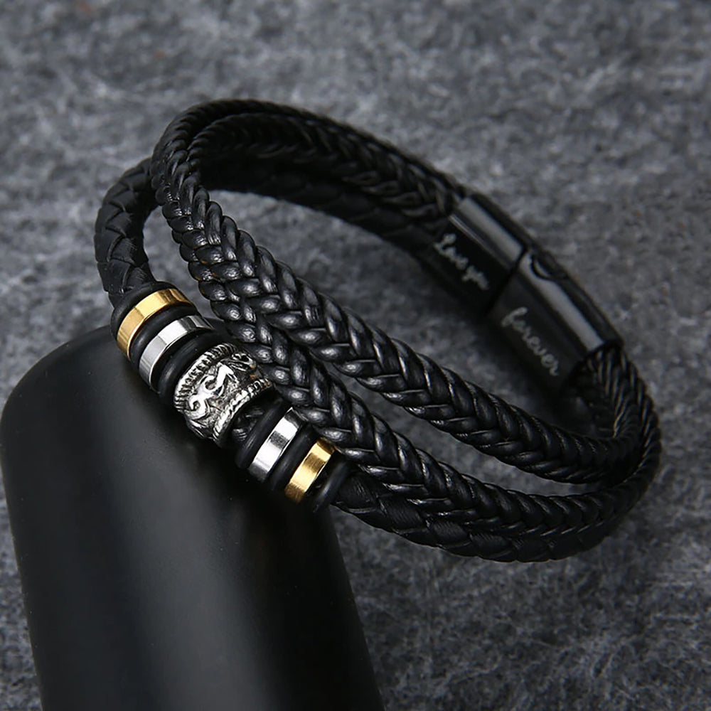 Herren-Lederarmband mit Karte an den lieben Enkel - Liebesketten