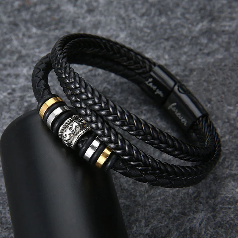 Herren-Lederarmband mit Karte an den lieben Enkel
