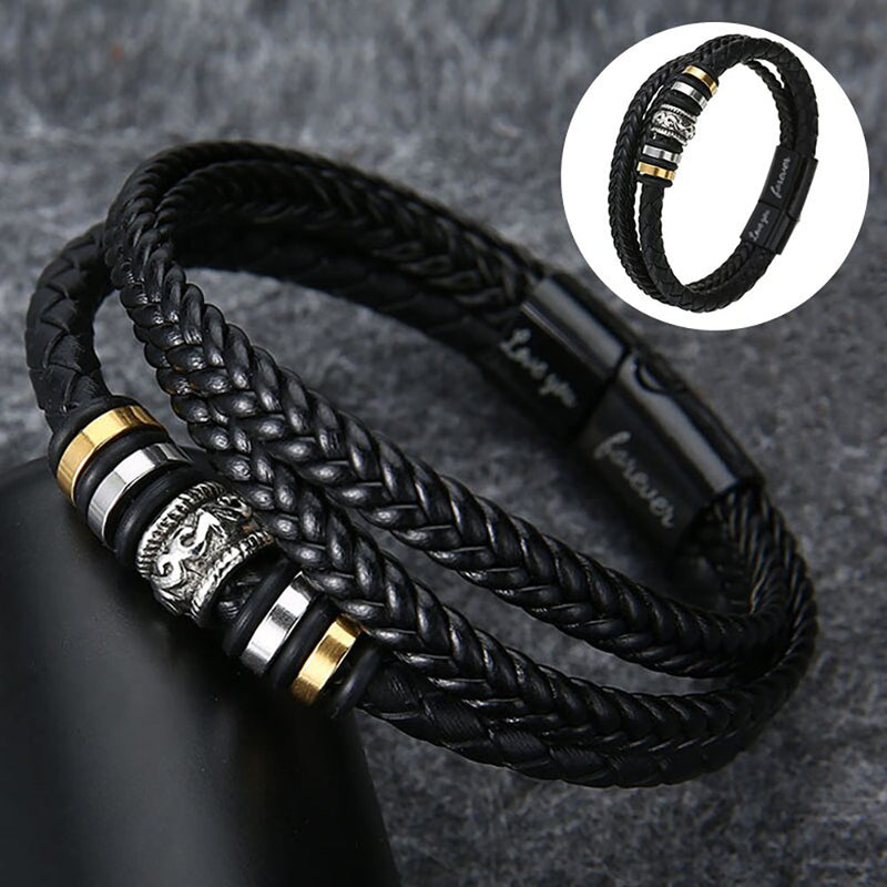 Herren-Lederarmband mit Karte an den lieben Enkel