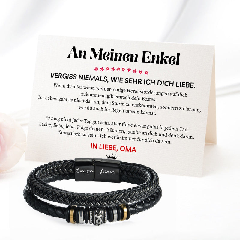 Herren-Lederarmband mit Karte an den lieben Enkel