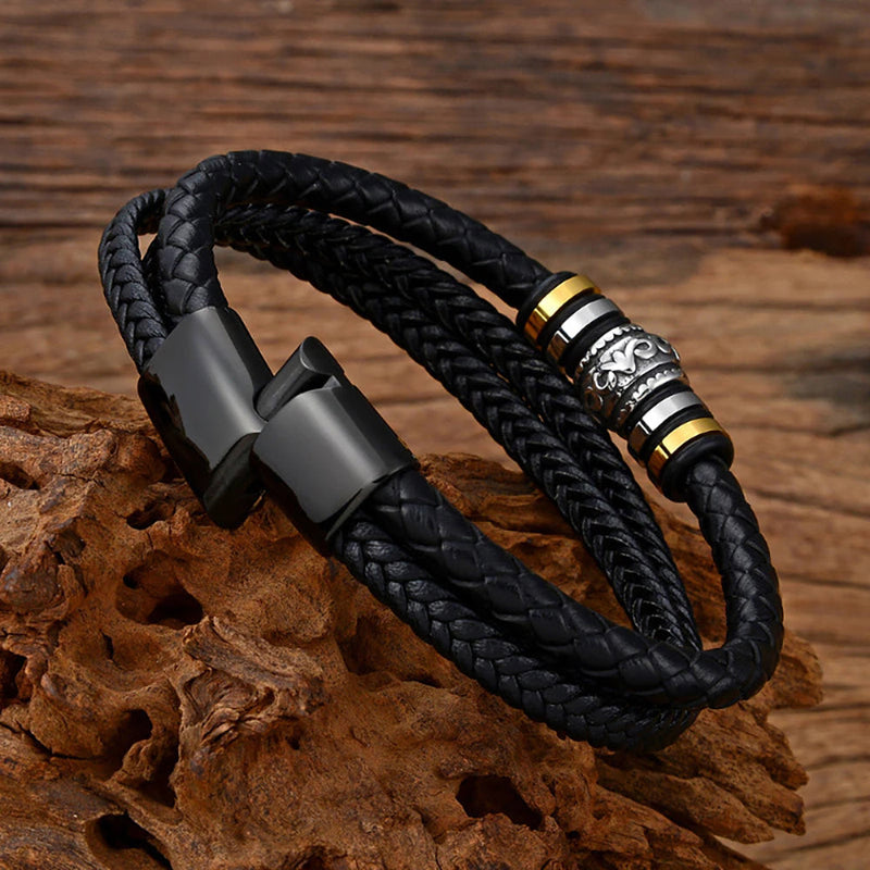 Herren-Lederarmband mit Karte an den lieben Enkel