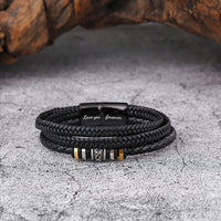Herren-Lederarmband mit Karte an den lieben Enkel