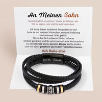 Herren-Lederarmband mit Karte an meinen lieben Sohn