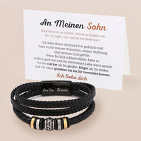 Herren-Lederarmband mit Karte an meinen lieben Sohn