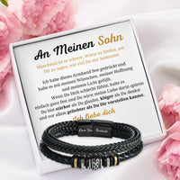 Herren-Lederarmband mit Karte an meinen lieben Sohn