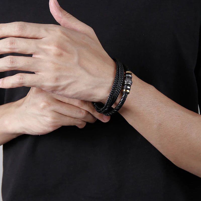 Herren-Lederarmband mit Karte an meinen lieben Sohn