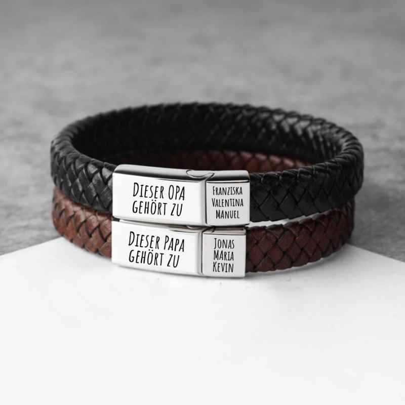 Herren-Lederarmband mit Spruch für Papa oder Opa - Liebesketten