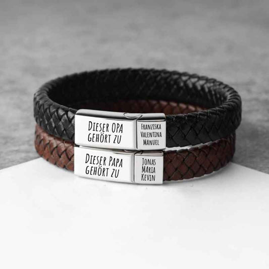 Herren-Lederarmband mit Spruch für Papa oder Opa - Liebesketten