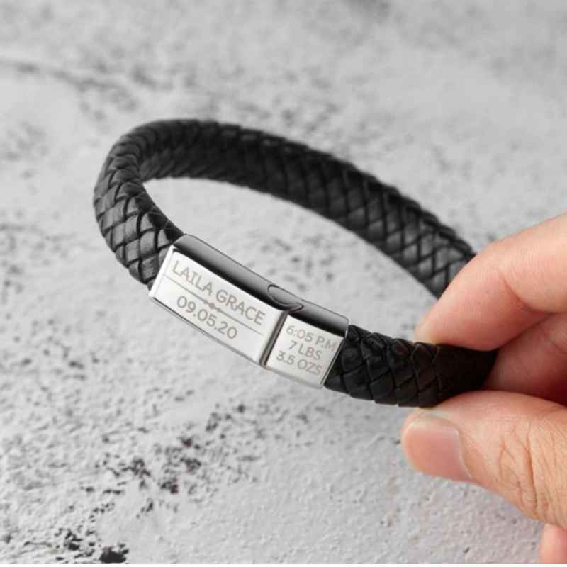 Herren-Lederarmband mit Spruch für Papa oder Opa