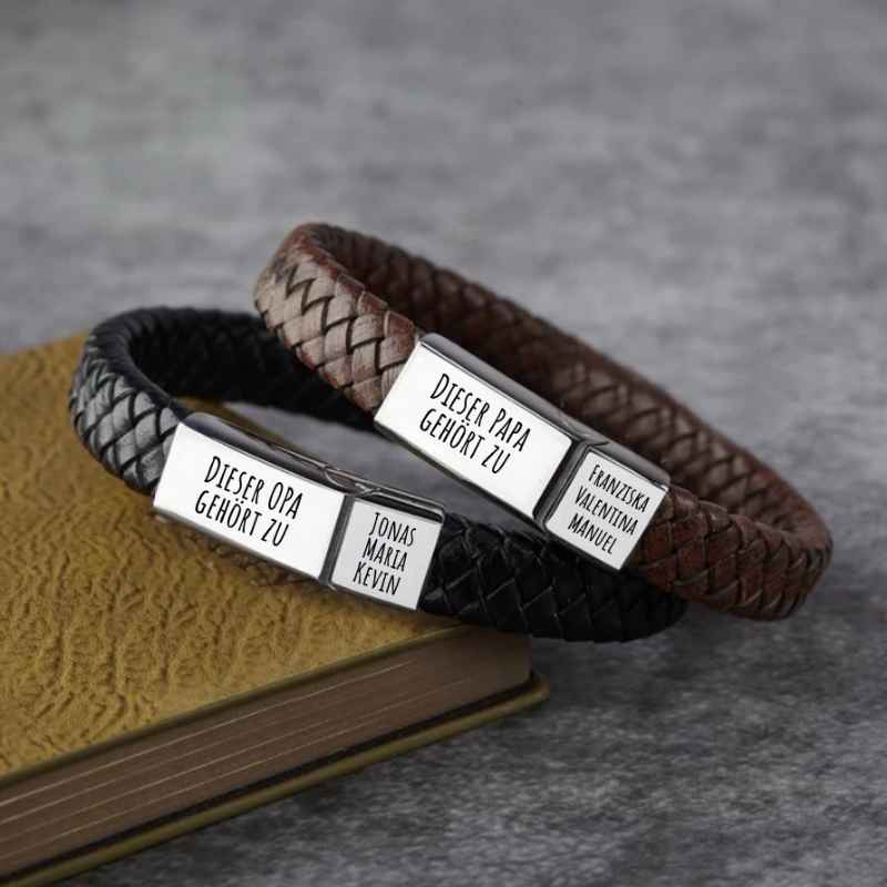 Herren-Lederarmband mit Spruch für Papa oder Opa - Liebesketten