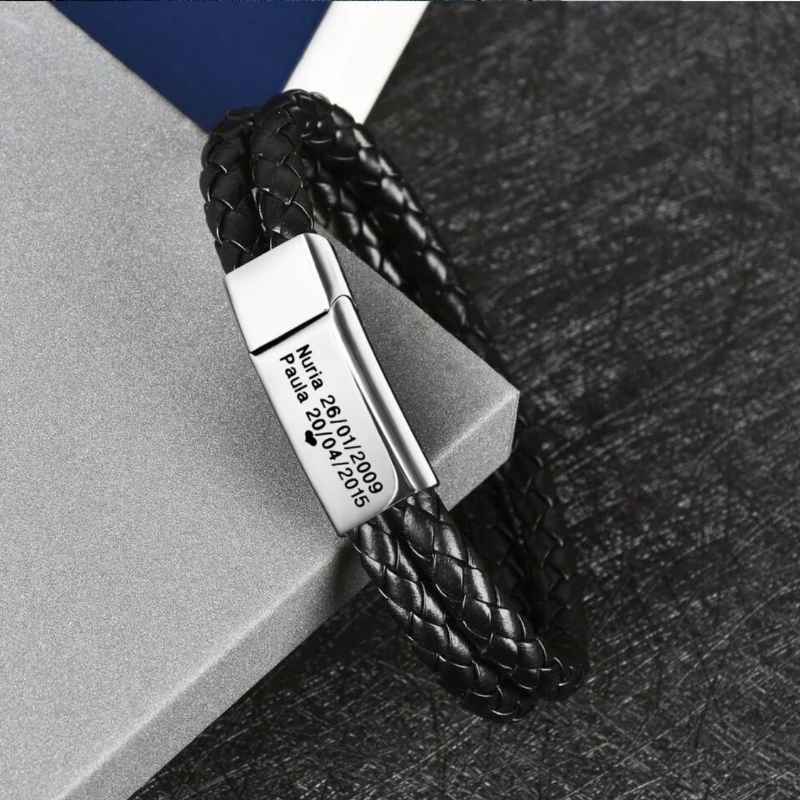 Herren-Lederarmband mit Spruch für Papa oder Opa