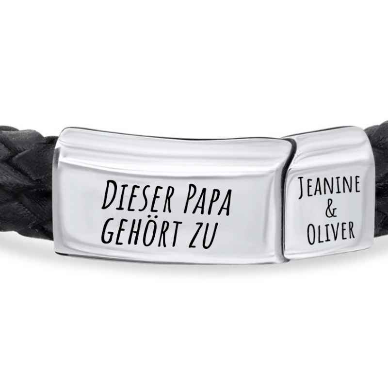 Herren-Lederarmband mit Spruch für Papa oder Opa