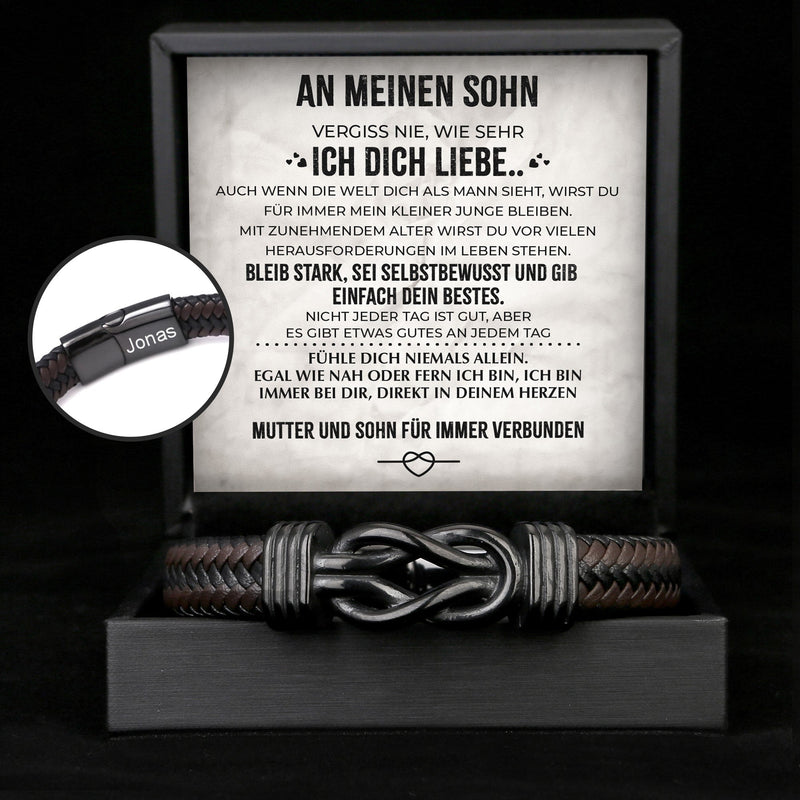 Herren-Lederarmband mit Unendlichkeit für den Sohn