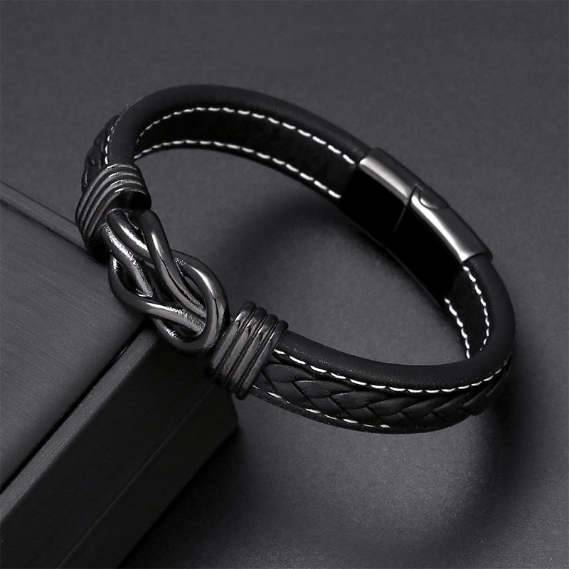 Herren-Lederarmband mit Unendlichkeit für den Sohn