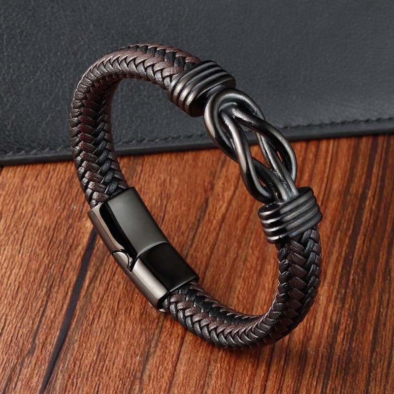 Herren-Lederarmband mit Unendlichkeit für den Sohn - Liebesketten