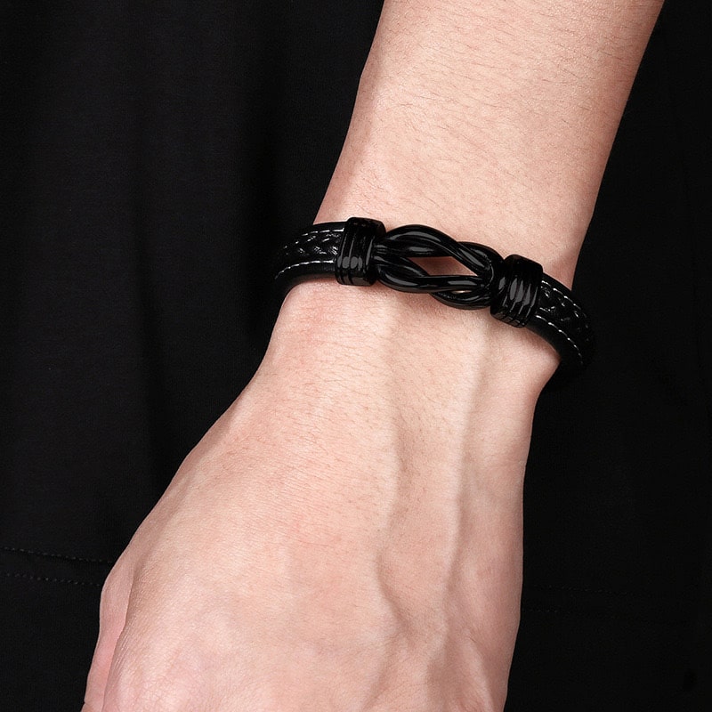 Herren-Lederarmband mit Unendlichkeit für den Sohn