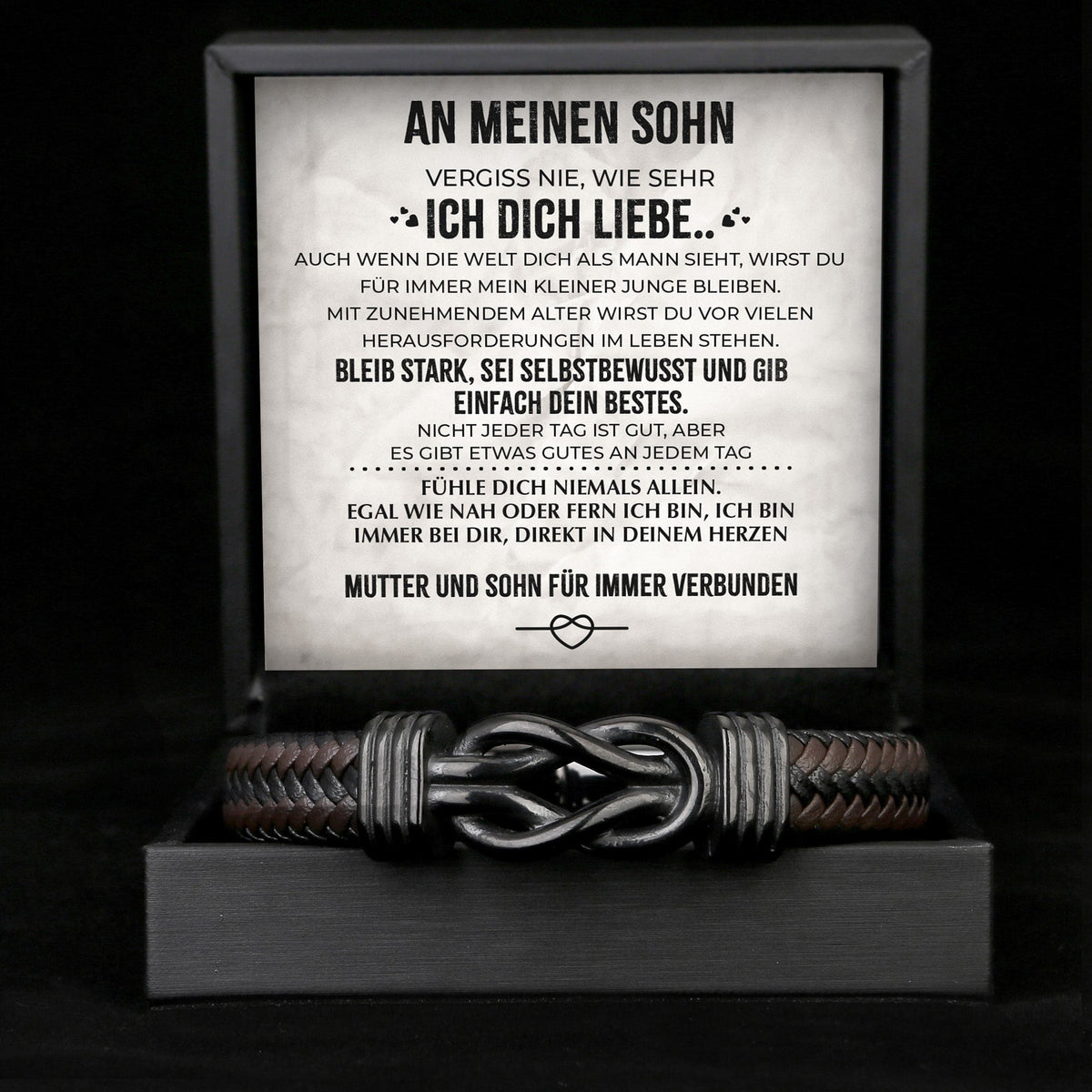 Herren-Lederarmband mit Unendlichkeit für den Sohn - Liebesketten