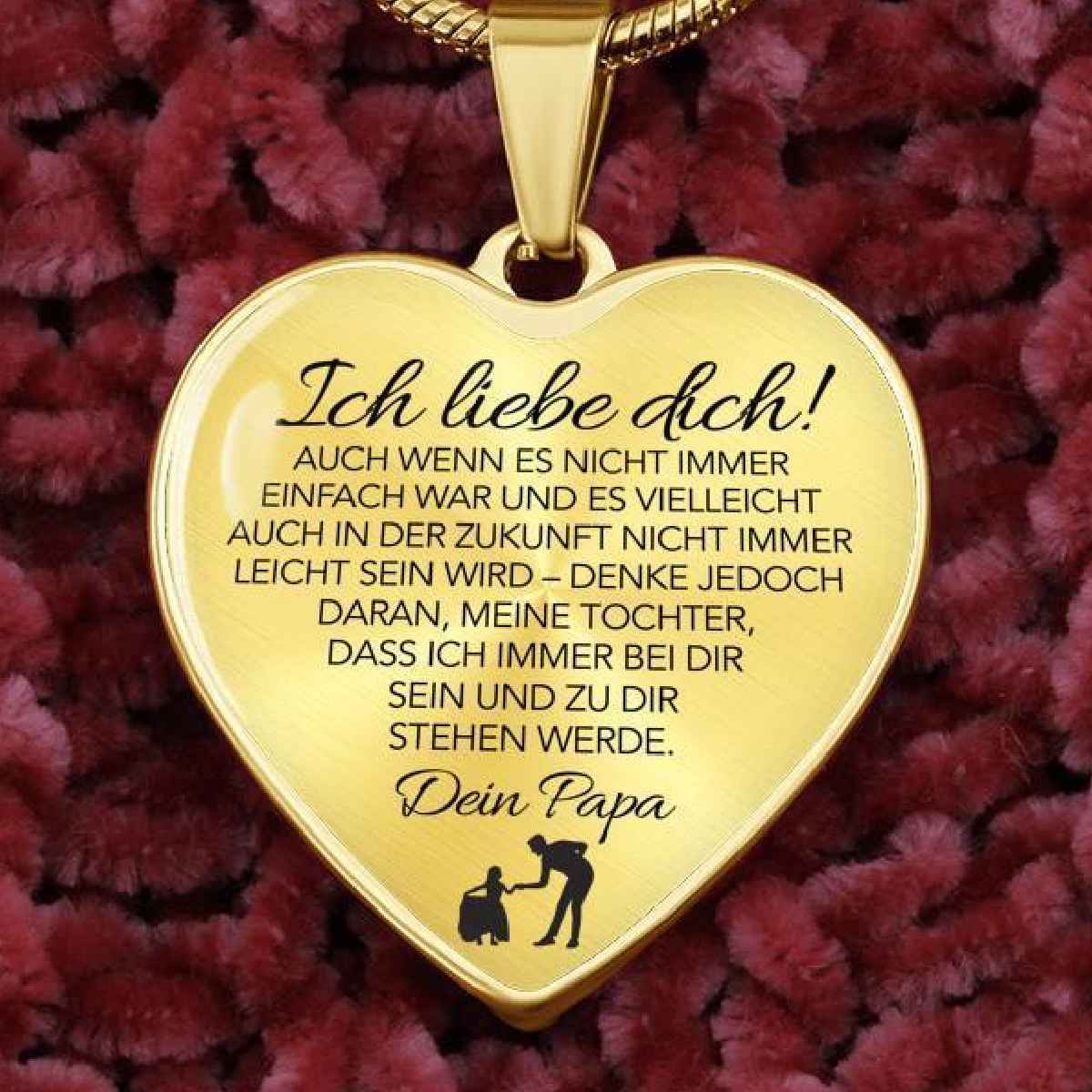 Herz-Halskette an die Tochter mit Karte Ich liebe dich - Liebesketten