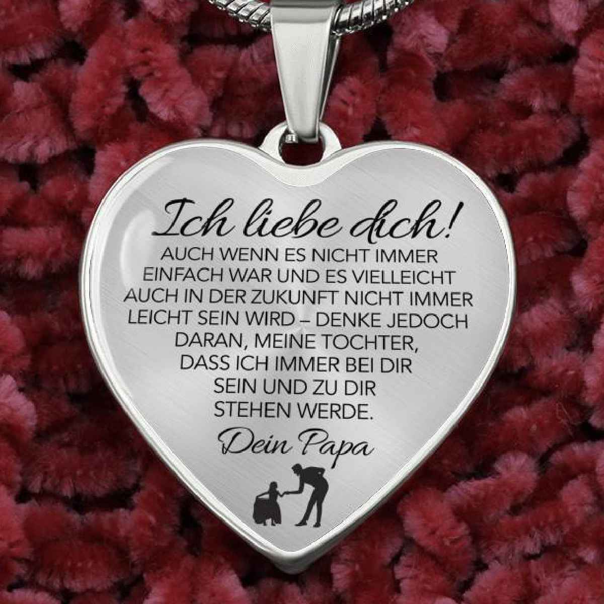 Herz-Halskette an die Tochter mit Karte Ich liebe dich - Liebesketten