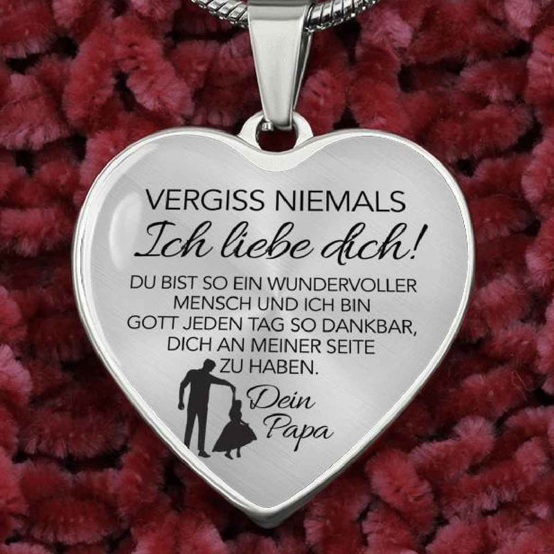 Herz-Halskette an die Tochter mit Karte Vergiss nie