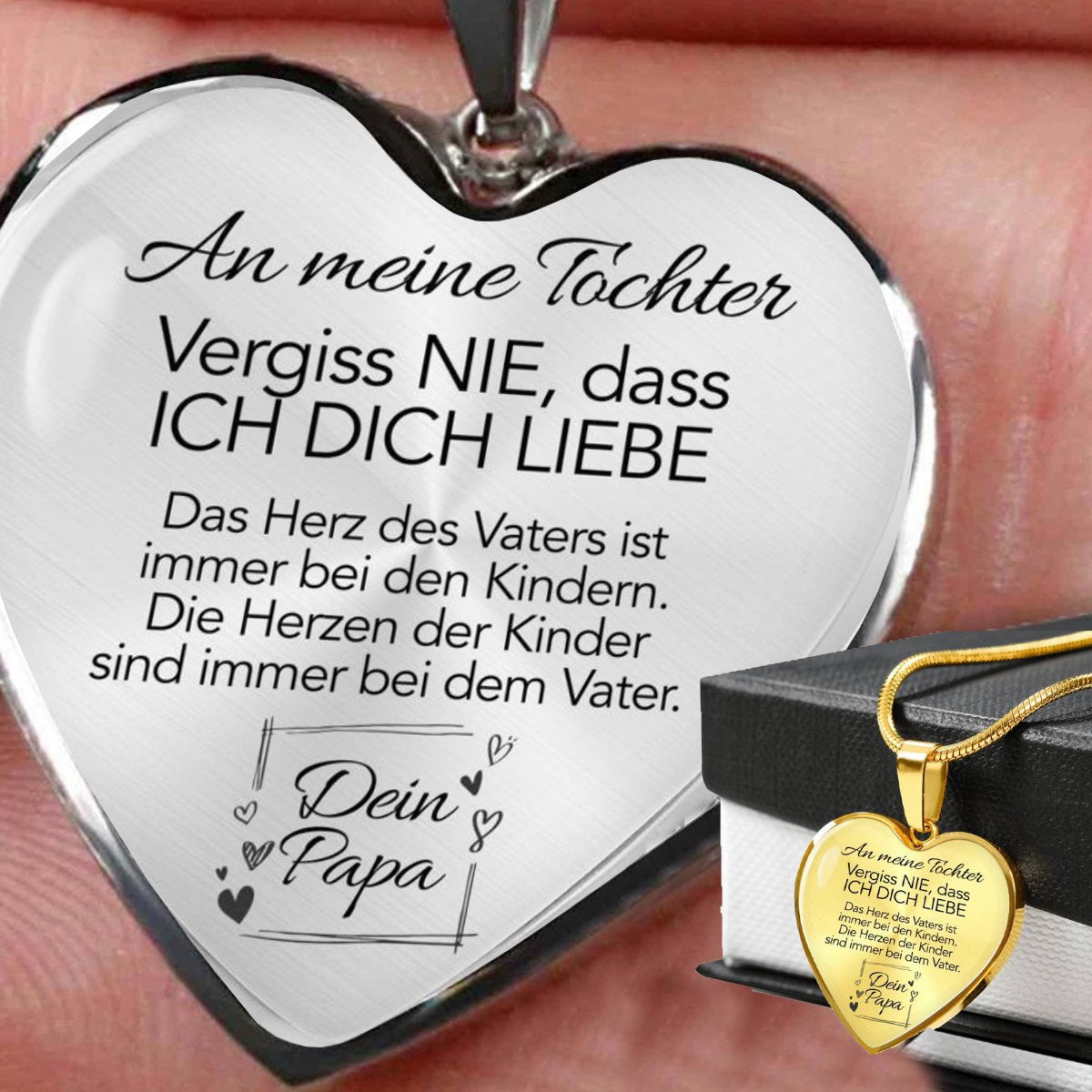 Herz-Halskette an die Tochter von Papa mit Herzen - Liebesketten