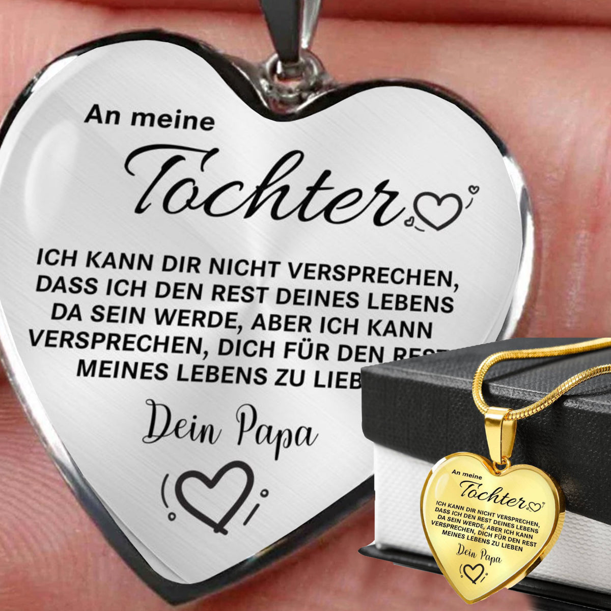 Herz-Halskette an die Tochter von Papa mit Liebe - Liebesketten
