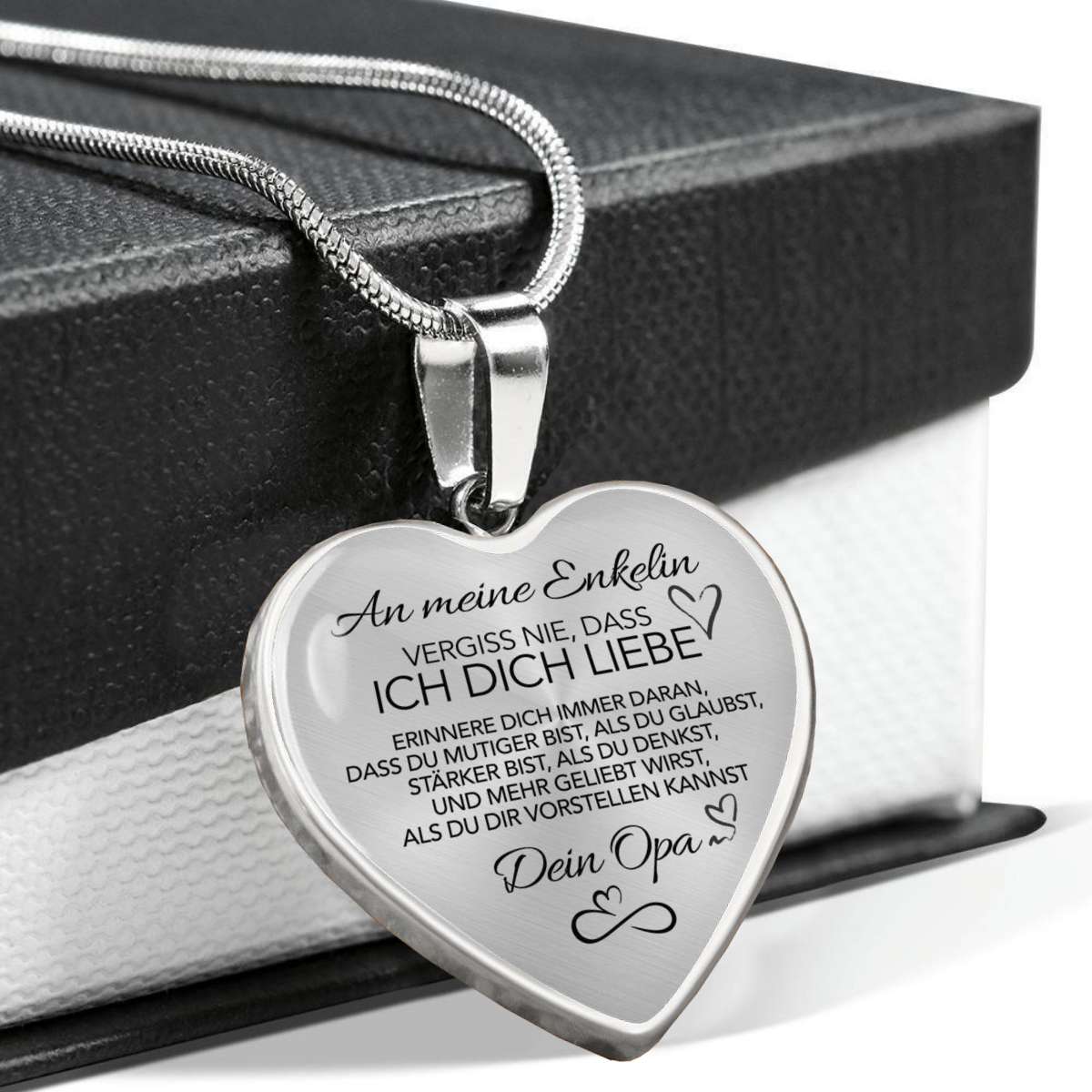 Herz-Halskette mit Karte an die Enkelin von Opa - Liebesketten