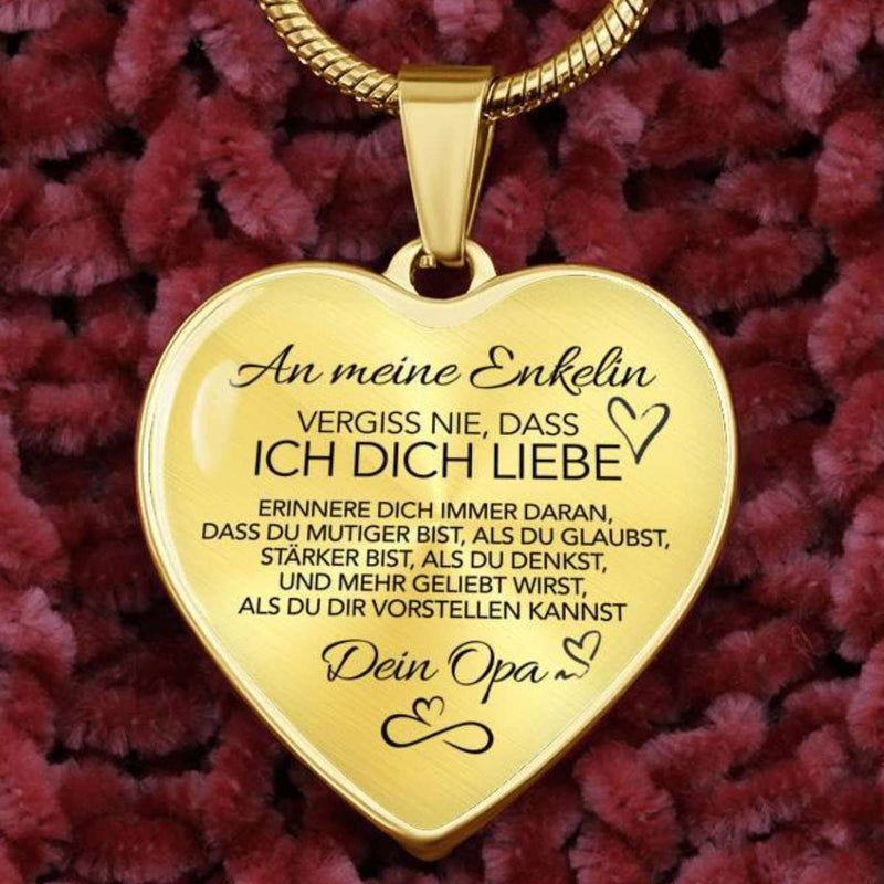 Herz-Halskette mit Karte an die Enkelin von Opa