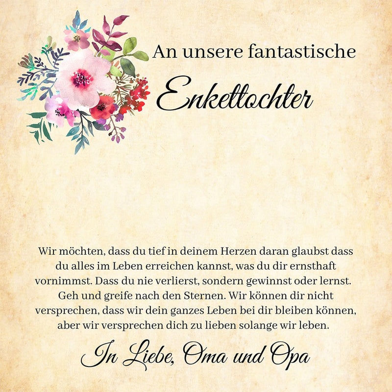 Herz-Halskette mit Karte an die Enkeltochter von Oma
