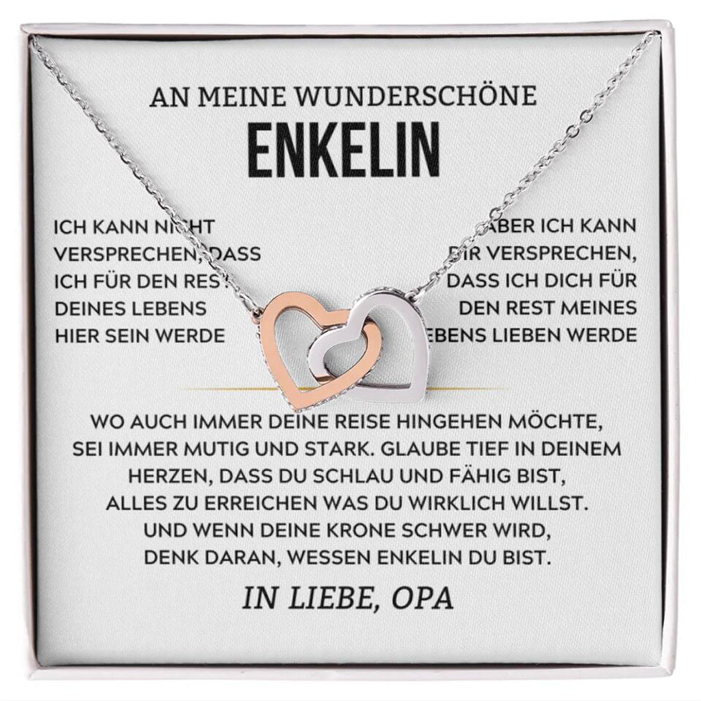 Herz-Halskette mit Karte an die schöne Enkelin - Liebesketten