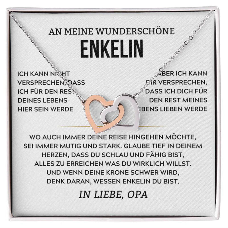 Herz-Halskette mit Karte an die schöne Enkelin