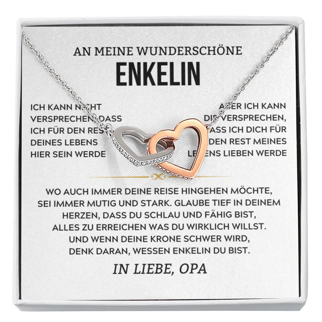 Herz-Halskette mit Karte an die schöne Enkelin - Liebesketten
