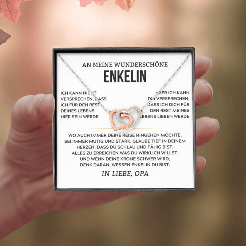Herz-Halskette mit Karte an die schöne Enkelin