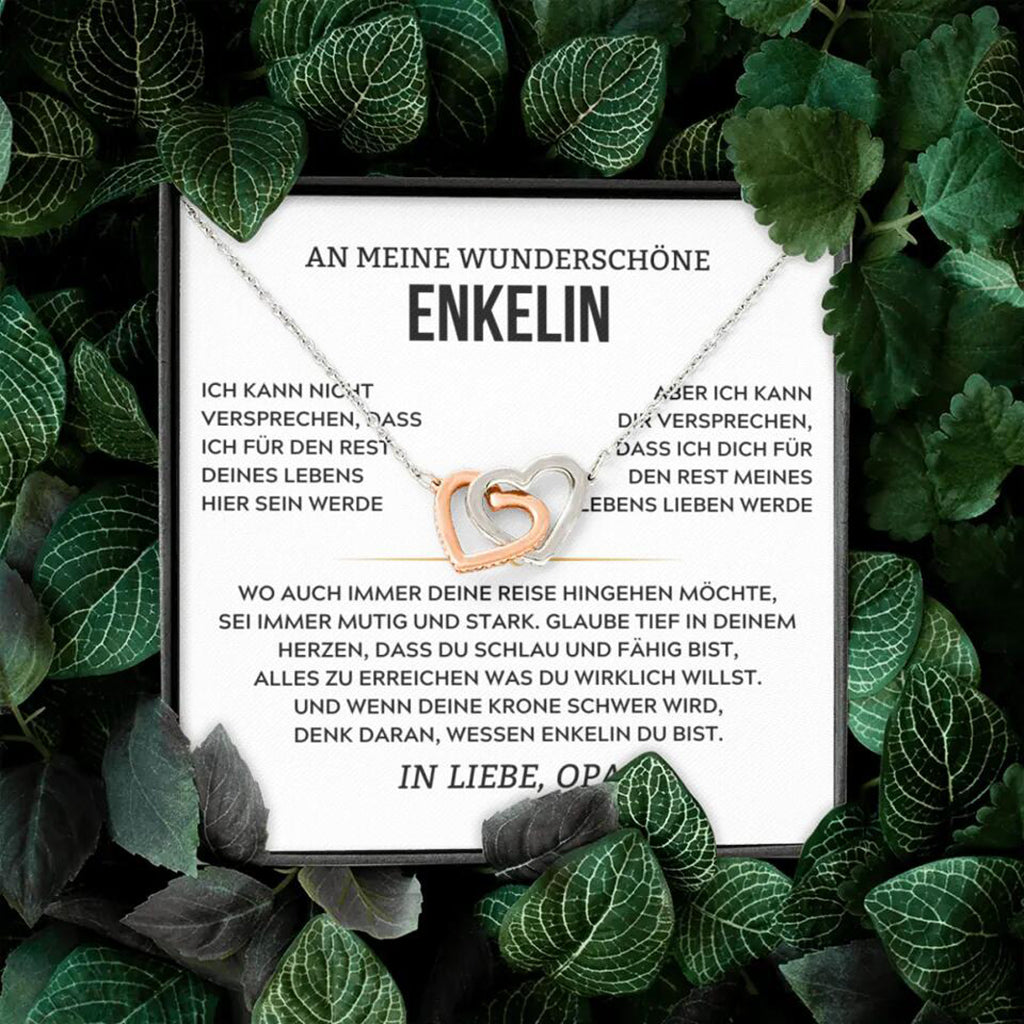 Herz-Halskette mit Karte an die schöne Enkelin - Liebesketten