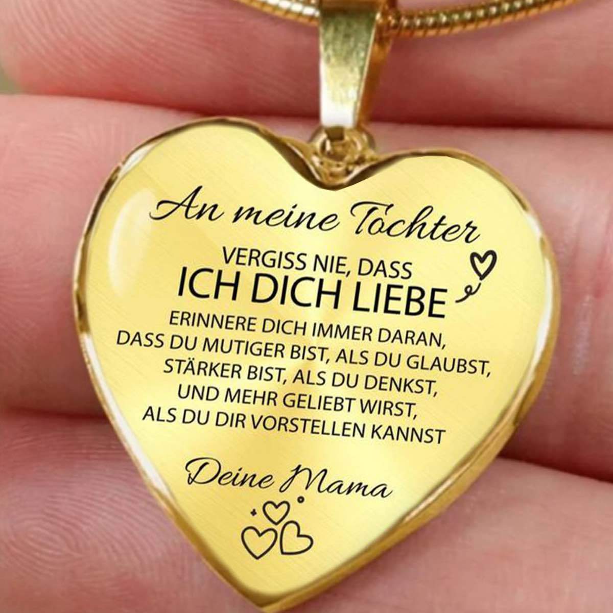 Herz-Halskette mit Karte an die Tochter von Mama - Liebesketten