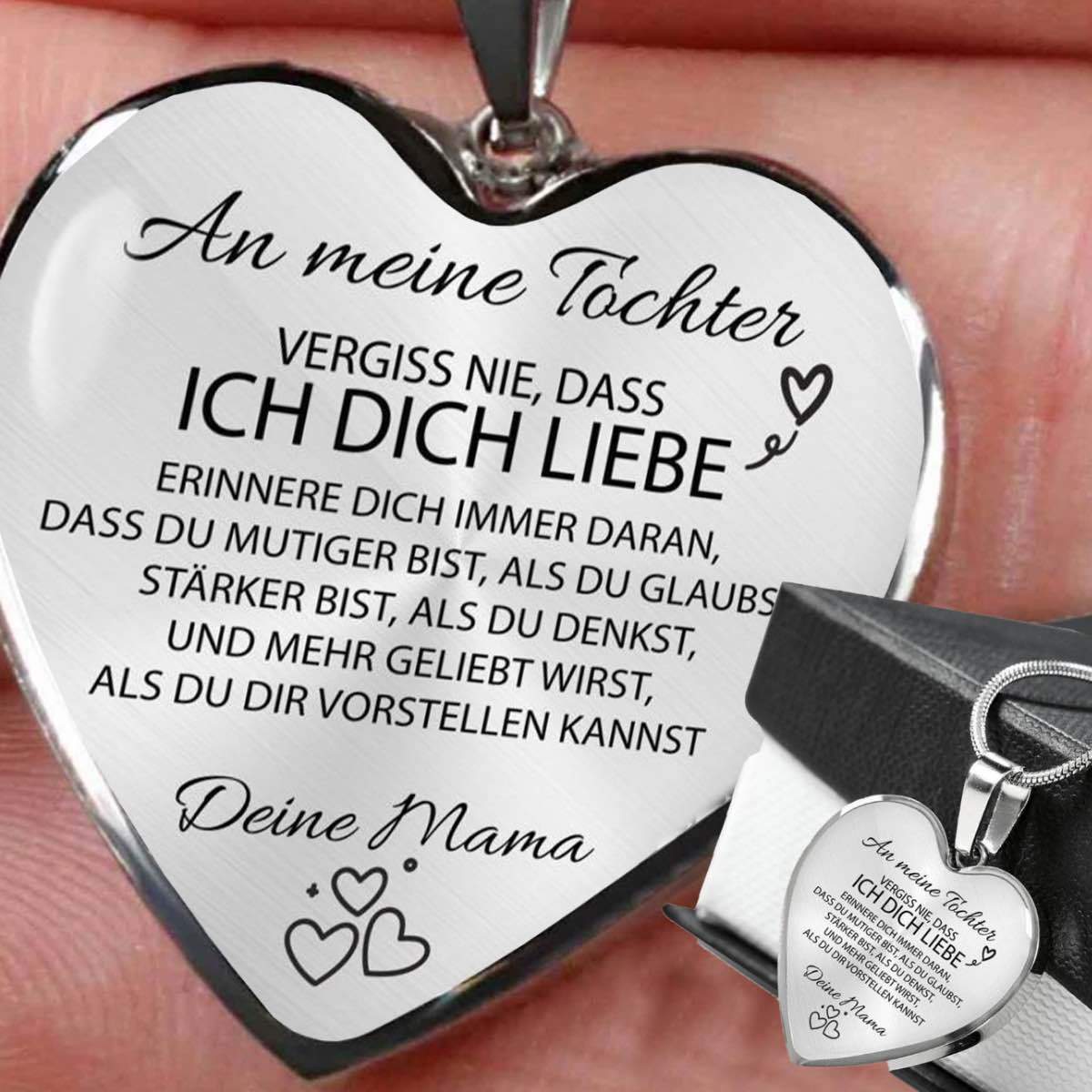 Herz-Halskette mit Karte an die Tochter von Mama - Liebesketten