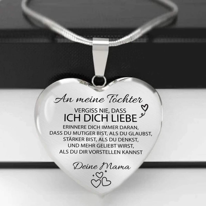 Herz-Halskette mit Karte an die Tochter von Mama