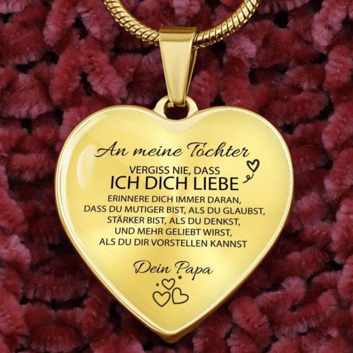 Herz-Halskette mit Karte an die Tochter von Papa - Liebesketten