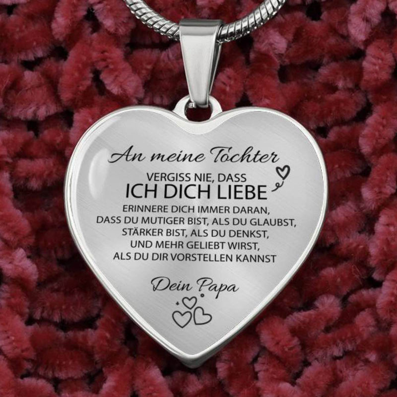 Herz-Halskette mit Karte an die Tochter von Papa