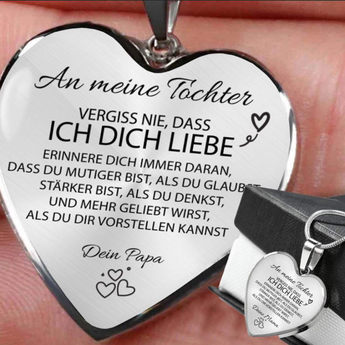 Herz-Halskette mit Karte an die Tochter von Papa - Liebesketten