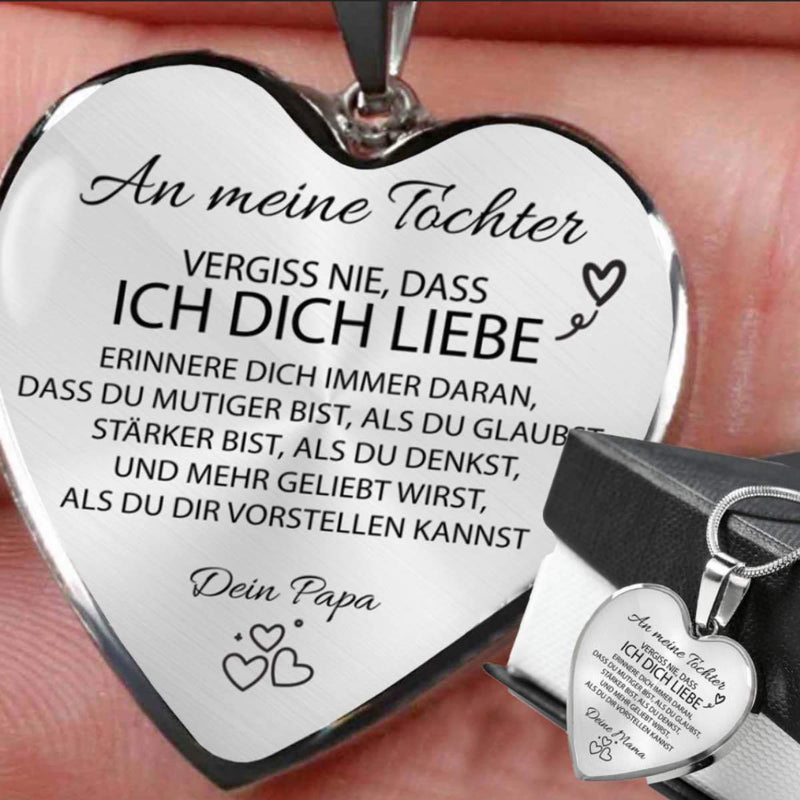 Herz-Halskette mit Karte an die Tochter von Papa