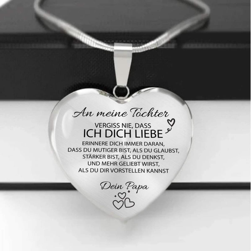 Herz-Halskette mit Karte an die Tochter von Papa