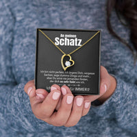 Herz-Halskette mit Karte an meinen lieben Schatz