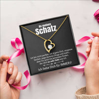 Herz-Halskette mit Karte an meinen lieben Schatz