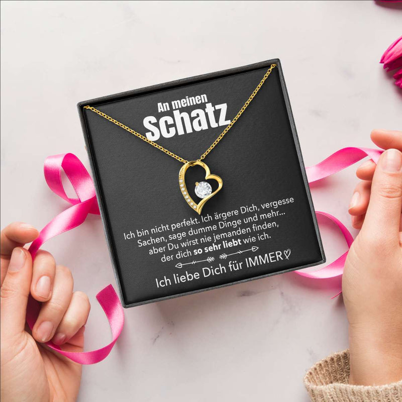 Herz-Halskette mit Karte an meinen lieben Schatz