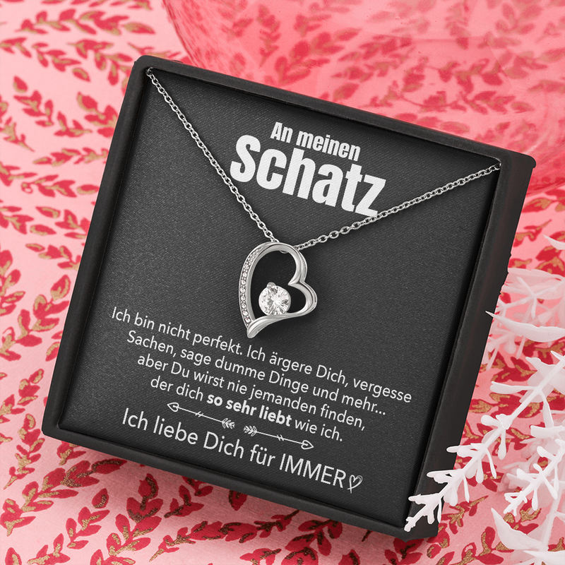 Herz-Halskette mit Karte an meinen lieben Schatz