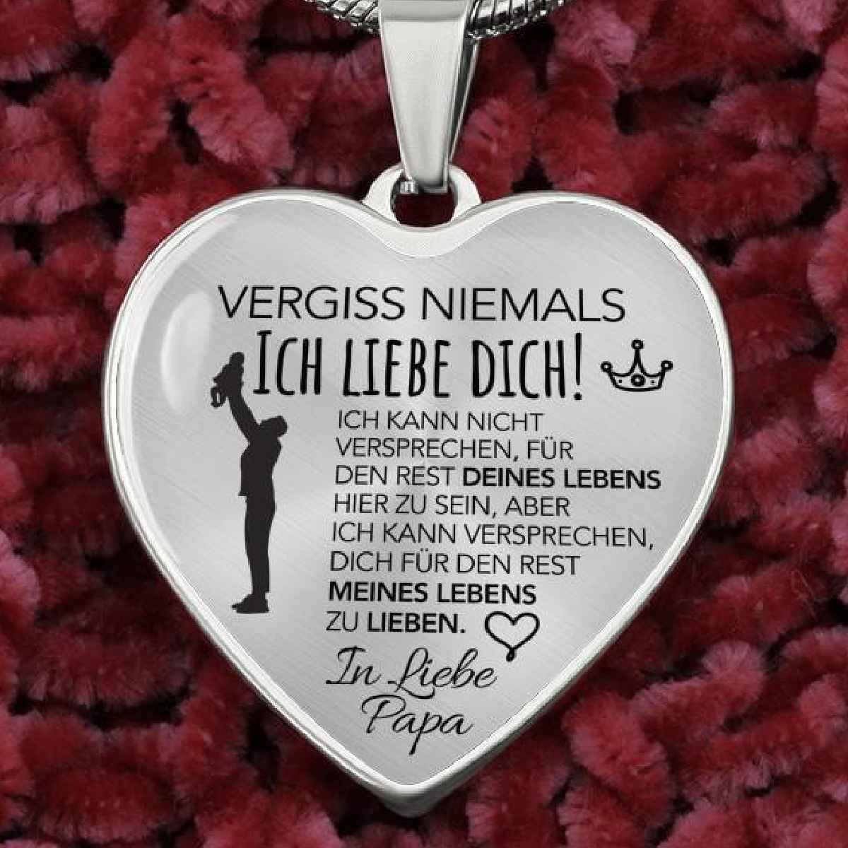 Herz-Halskette mit Versprechen-Karte von Papa - Liebesketten