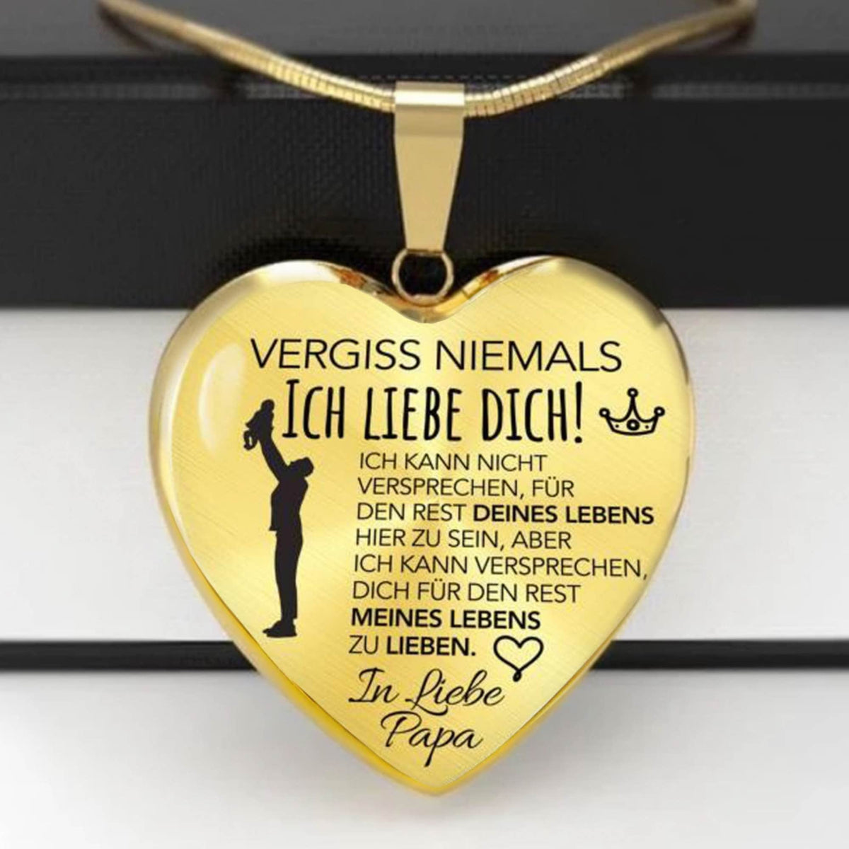 Herz-Halskette mit Versprechen-Karte von Papa - Liebesketten