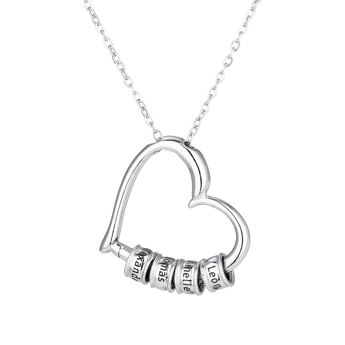 Herzkette mit Namensringen für die beste Mama - Liebesketten